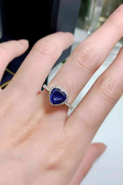 2 Carat Moissanite Heart-Shaped Side Stone Ring - aurelia-clothing-8955