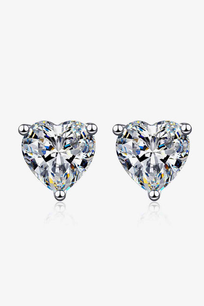 2 Carat Moissanite Heart-Shaped Stud Earrings - aurelia-clothing-8955