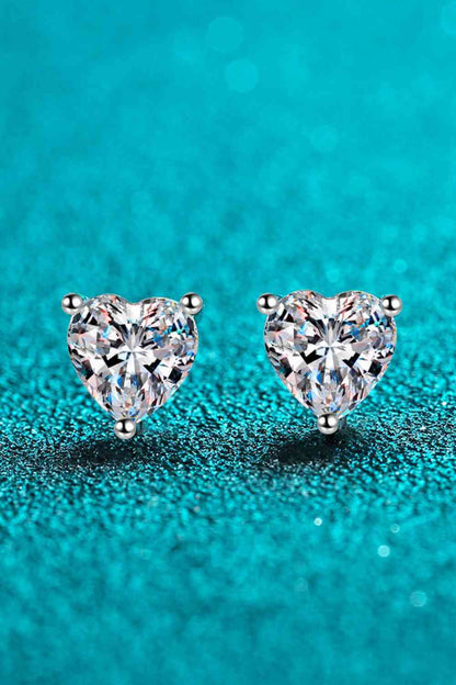 2 Carat Moissanite Heart-Shaped Stud Earrings - aurelia-clothing-8955