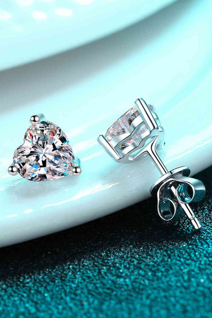 2 Carat Moissanite Heart-Shaped Stud Earrings - aurelia-clothing-8955