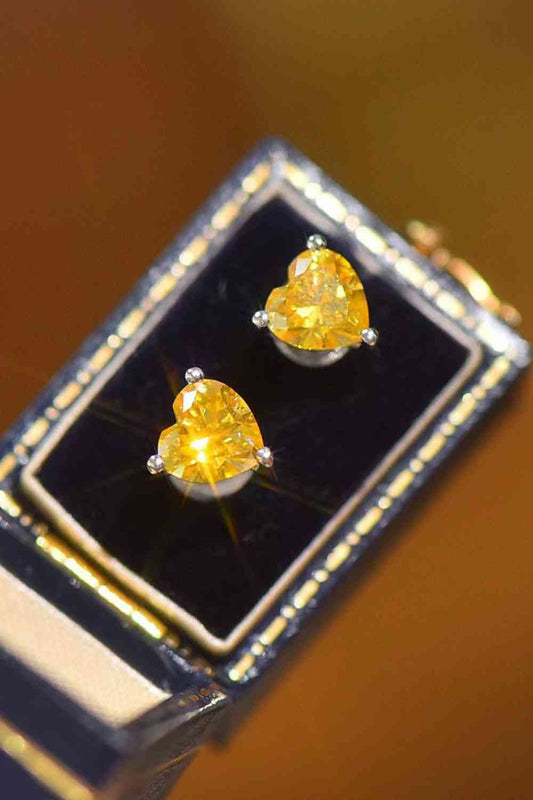 2 Carat Yellow Heart Moissanite Platinum-Plated Earrings - aurelia-clothing-8955