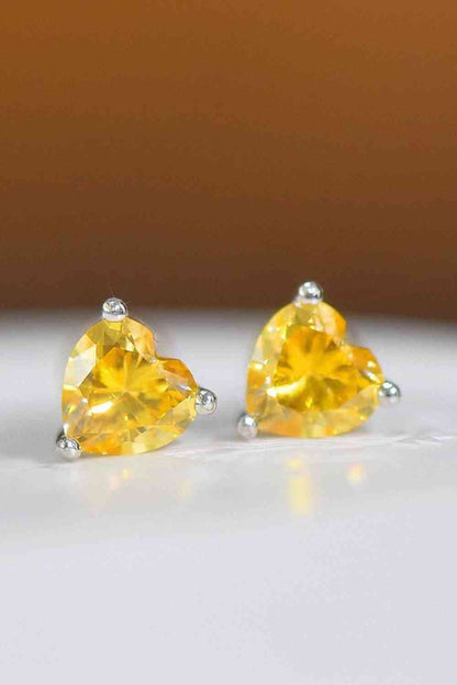 2 Carat Yellow Heart Moissanite Platinum-Plated Earrings - aurelia-clothing-8955