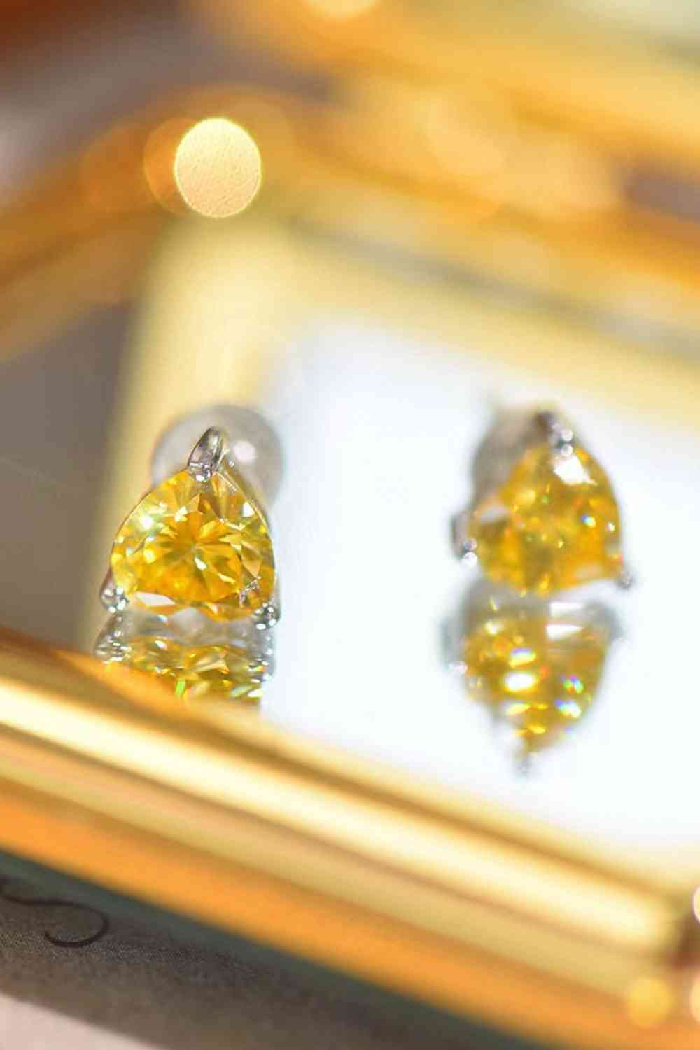 2 Carat Yellow Heart Moissanite Platinum-Plated Earrings - aurelia-clothing-8955