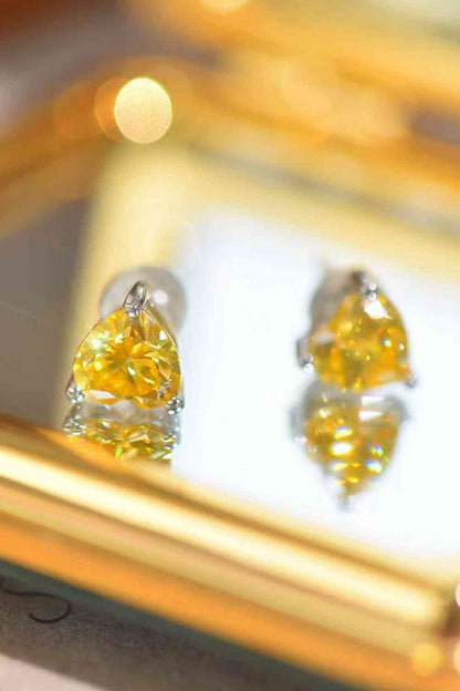 2 Carat Yellow Heart Moissanite Platinum-Plated Earrings - aurelia-clothing-8955