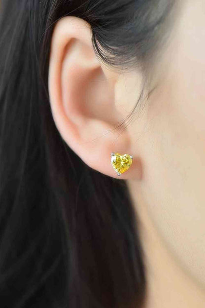 2 Carat Yellow Heart Moissanite Platinum-Plated Earrings - aurelia-clothing-8955