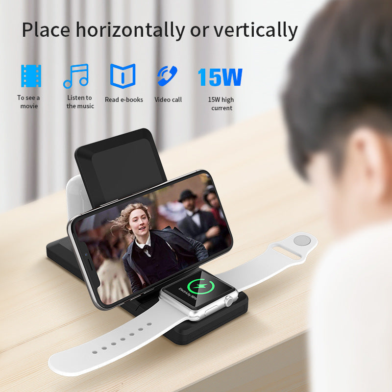 3-in-1 Wireless Charger Vertical Folding Wireless Charger 15W Fast Charge 3-in-1 Wireless Charger - Free Shipping - aurelia-clothing-8955