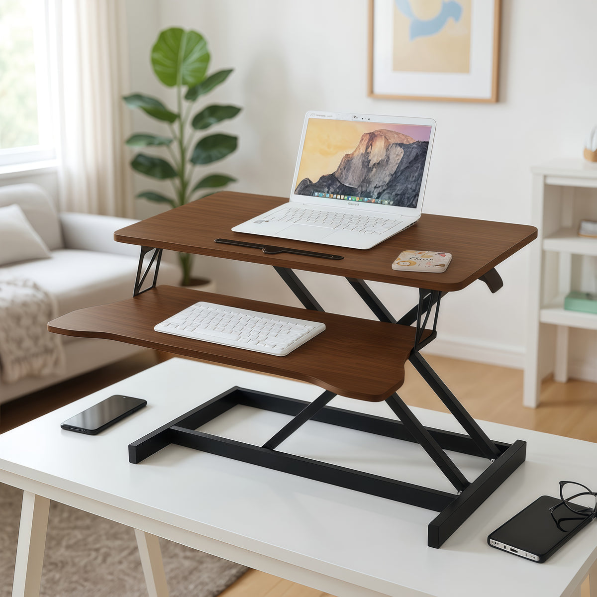 32 Inch Desk Converter, Height Adjustable Sit to Stand Riser, Dua-Free Shipping - aurelia-clothing-8955