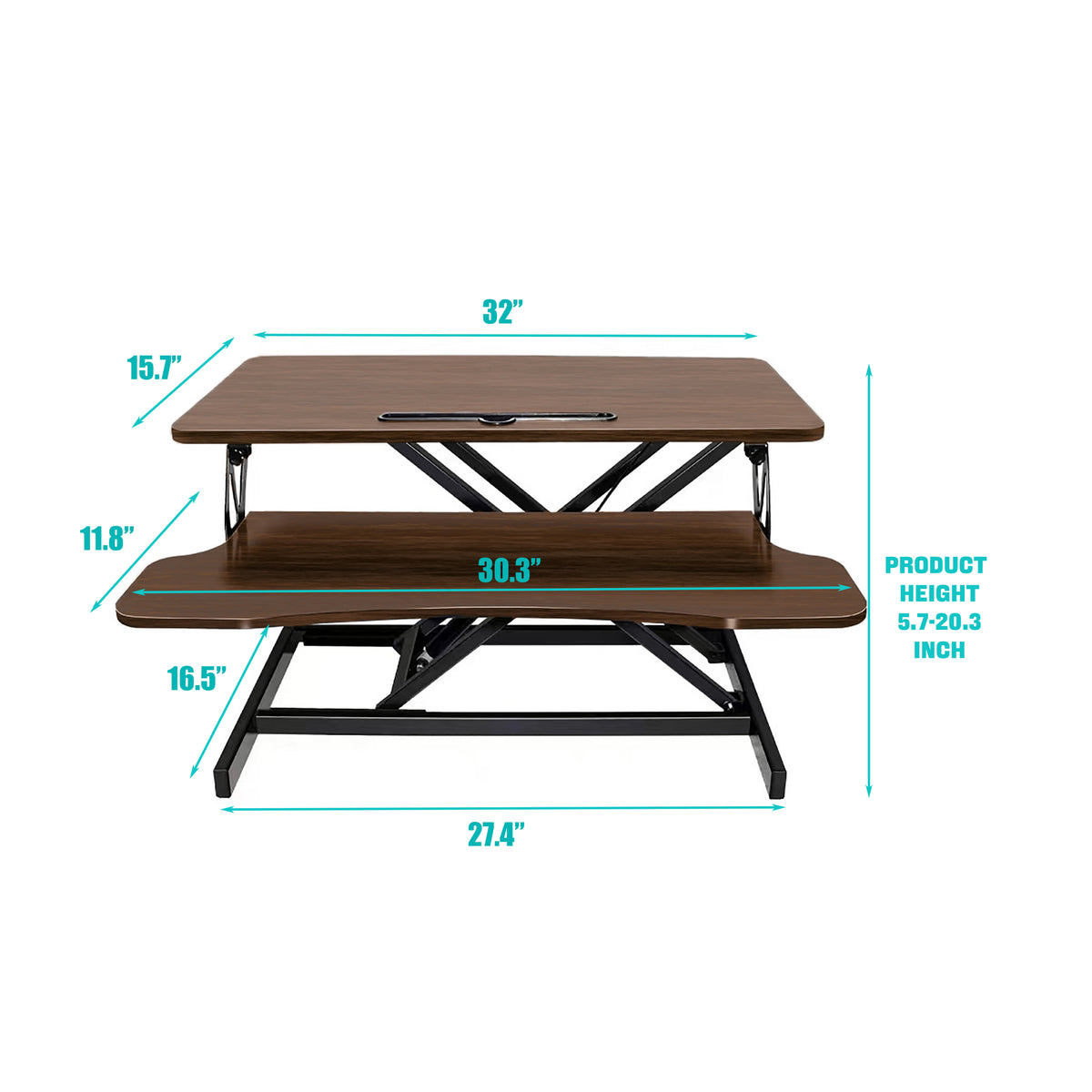 32 Inch Desk Converter, Height Adjustable Sit to Stand Riser, Dua-Free Shipping - aurelia-clothing-8955