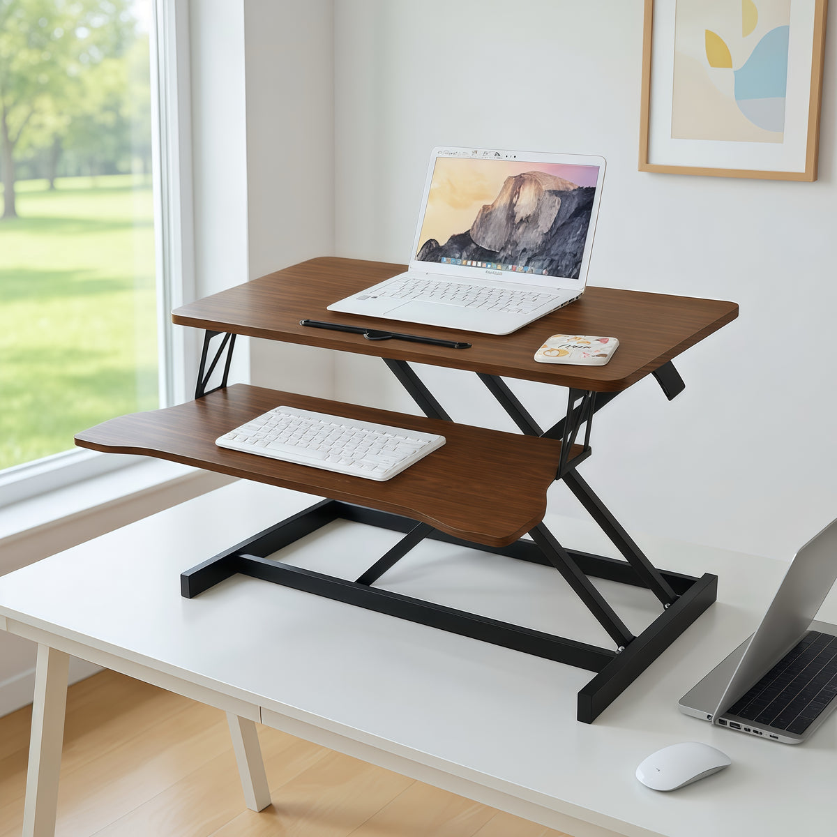 32 Inch Desk Converter, Height Adjustable Sit to Stand Riser, Dua-Free Shipping - aurelia-clothing-8955