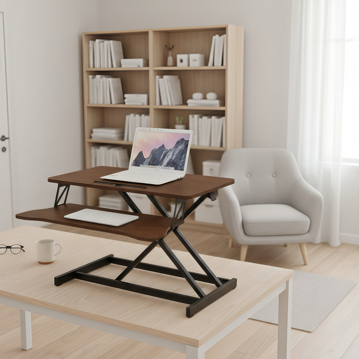 32 Inch Desk Converter, Height Adjustable Sit to Stand Riser, Dua-Free Shipping - aurelia-clothing-8955