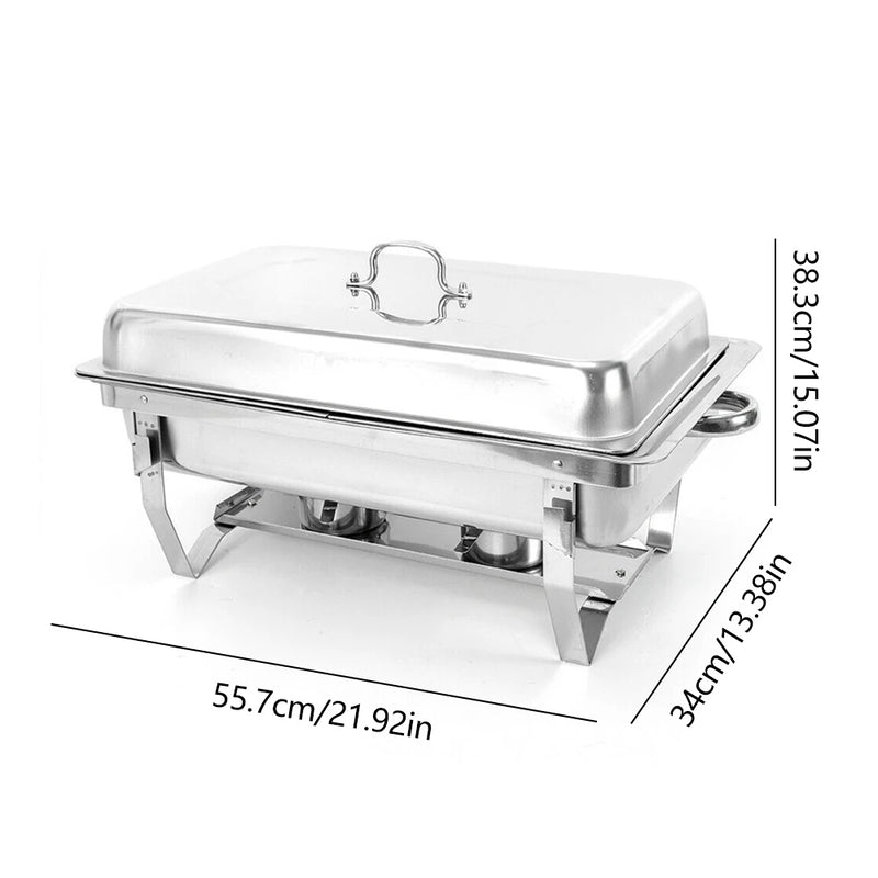 3 * 3L Chafing Dish Set Full Size Stainless Steel Silver Catering Warmer Set For Buffet Catering - Free Shipping - aurelia-clothing-8955
