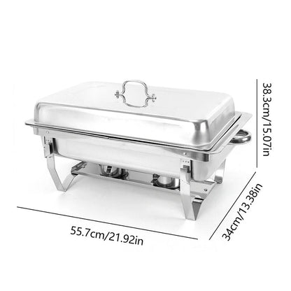 3 * 3L Chafing Dish Set Full Size Stainless Steel Silver Catering Warmer Set For Buffet Catering - Free Shipping - aurelia-clothing-8955