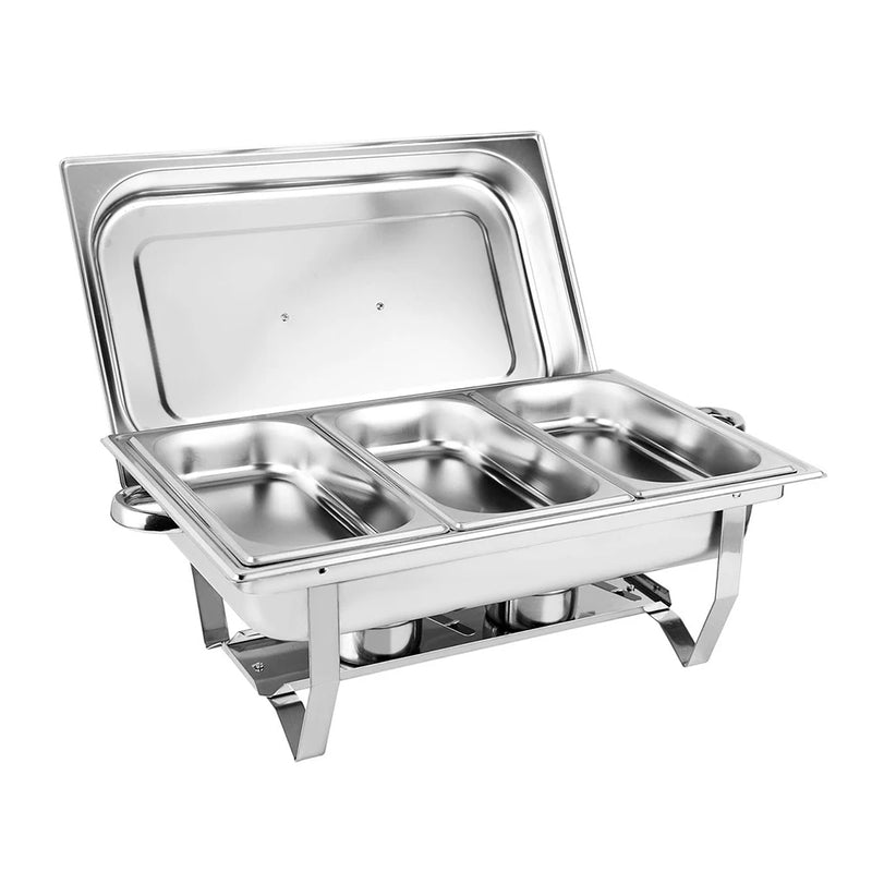 3 * 3L Chafing Dish Set Full Size Stainless Steel Silver Catering Warmer Set For Buffet Catering - Free Shipping - aurelia-clothing-8955
