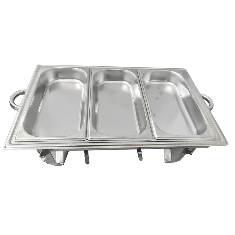 3 * 3L Chafing Dish Set Full Size Stainless Steel Silver Catering Warmer Set For Buffet Catering - Free Shipping - aurelia-clothing-8955