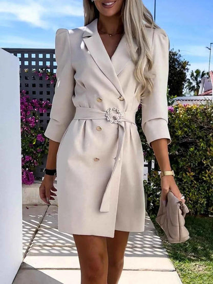 34 Sleeve Belted Blazer Dress-Free Shipping - aurelia-clothing-8955