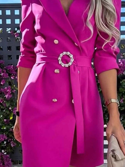 34 Sleeve Belted Blazer Dress-Free Shipping - aurelia-clothing-8955