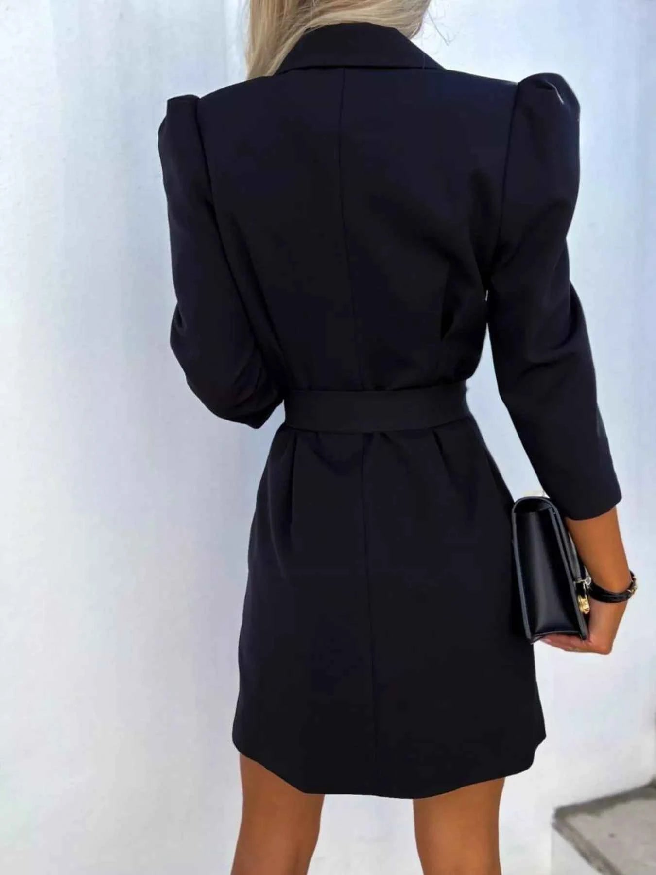 34 Sleeve Belted Blazer Dress-Free Shipping - aurelia-clothing-8955