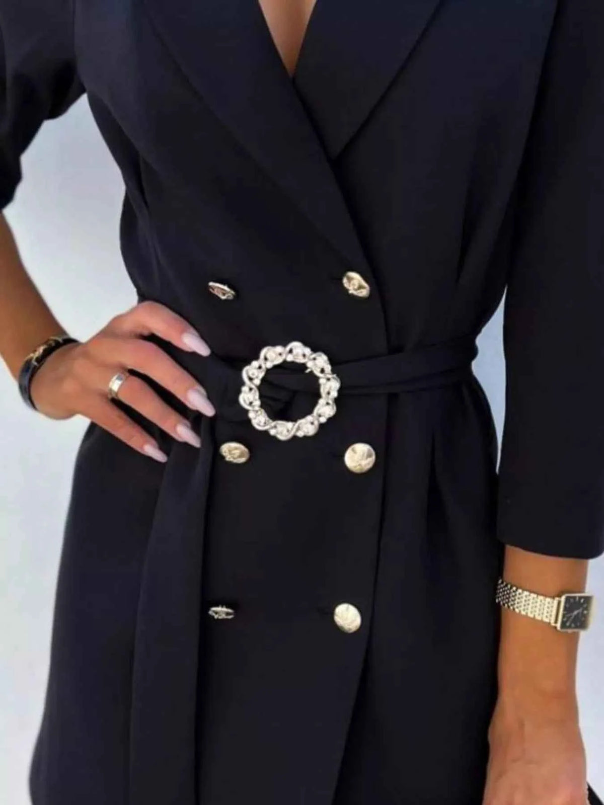 34 Sleeve Belted Blazer Dress-Free Shipping - aurelia-clothing-8955