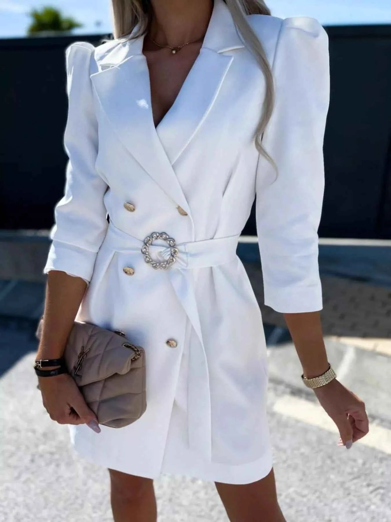 34 Sleeve Belted Blazer Dress-Free Shipping - aurelia-clothing-8955