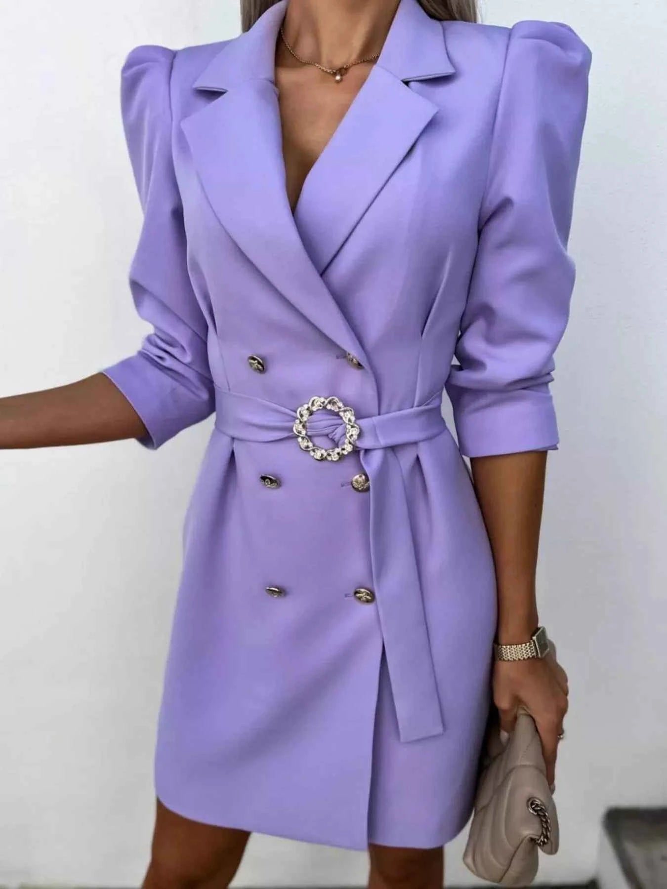 34 Sleeve Belted Blazer Dress-Free Shipping - aurelia-clothing-8955