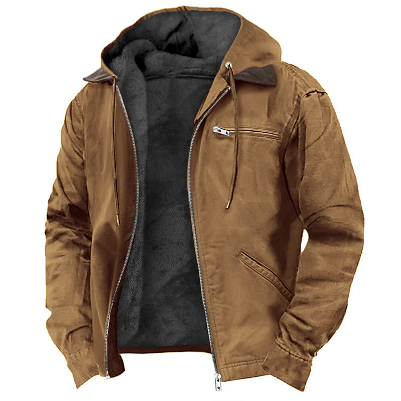 3D printed digital printed hooded sweatshirt with brown lining cotton jacket - Free Shipping - aurelia-clothing-8955