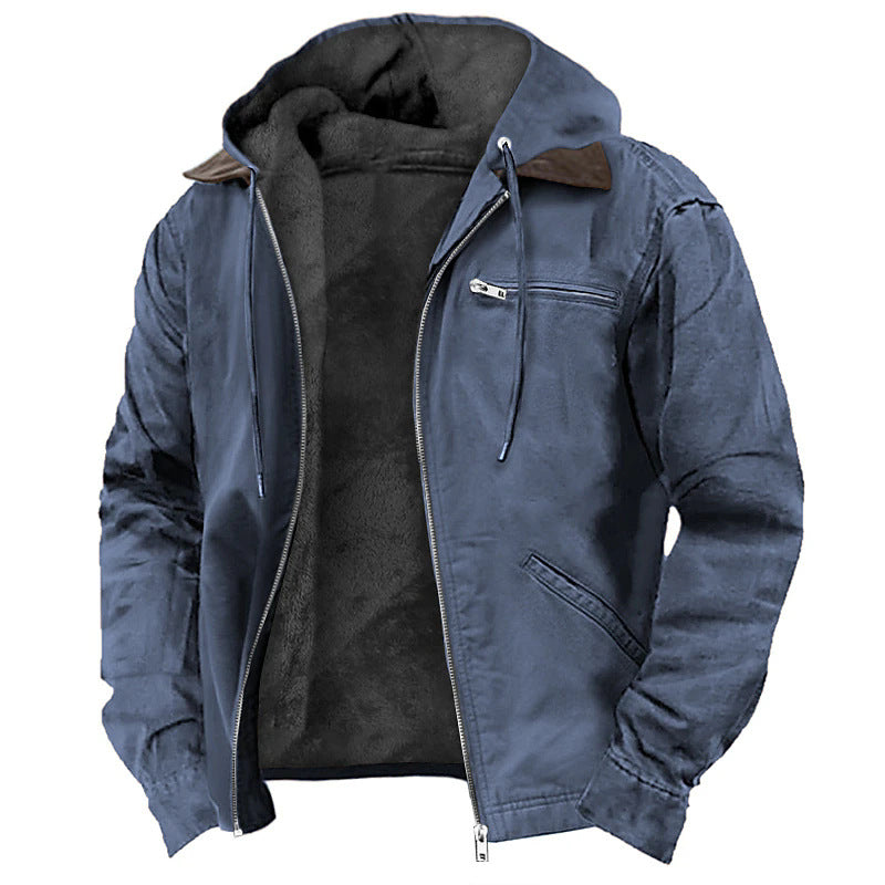 3D printed digital printed hooded sweatshirt with brown lining cotton jacket - Free Shipping - aurelia-clothing-8955