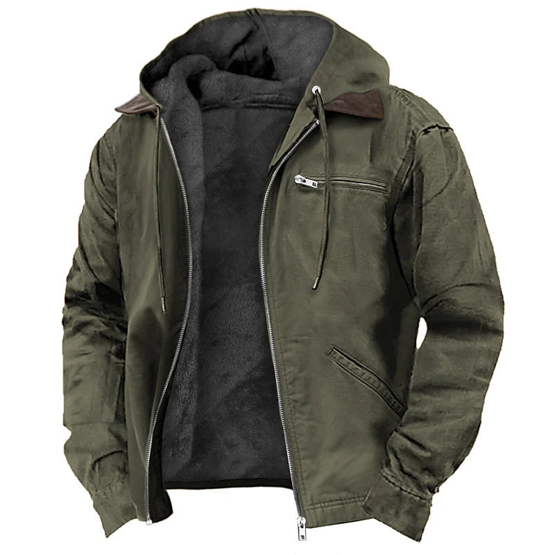 3D printed digital printed hooded sweatshirt with brown lining cotton jacket - Free Shipping - aurelia-clothing-8955