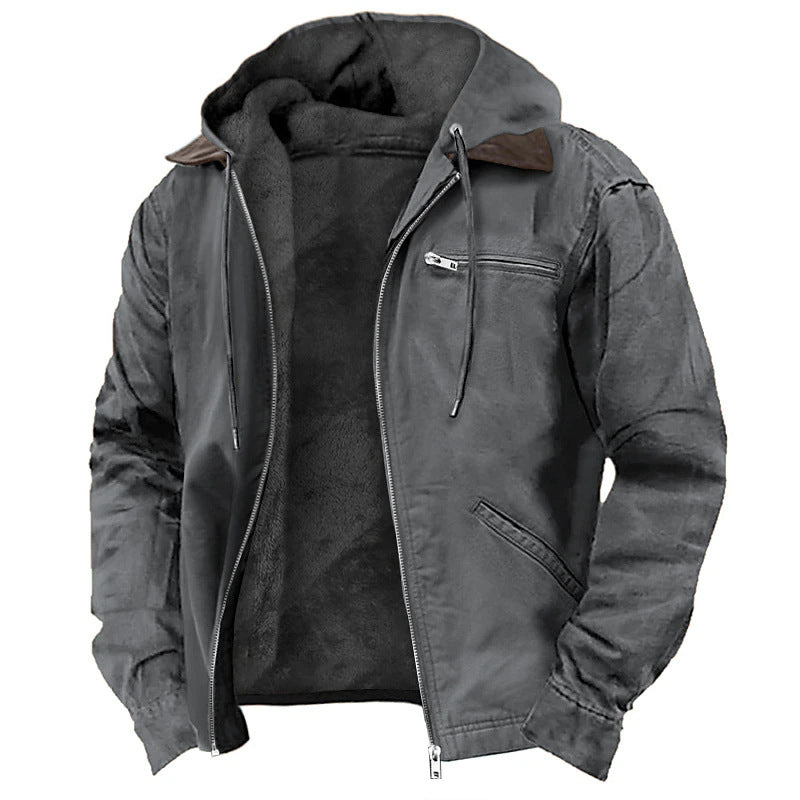3D printed digital printed hooded sweatshirt with brown lining cotton jacket - Free Shipping - aurelia-clothing-8955