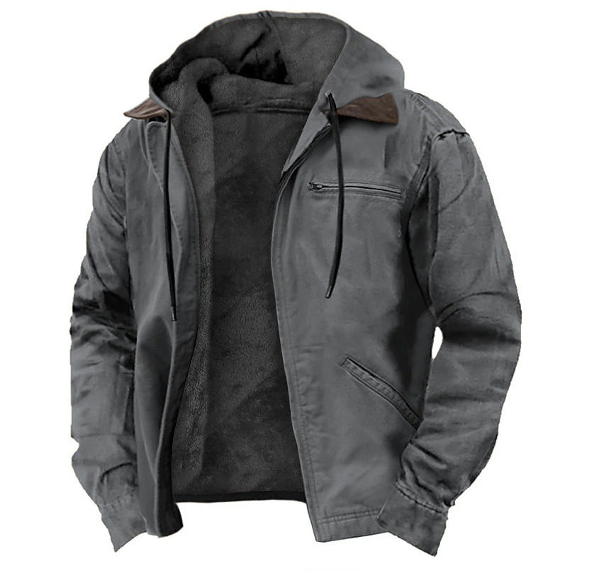 3D printed digital printed hooded sweatshirt with brown lining cotton jacket - Free Shipping - aurelia-clothing-8955
