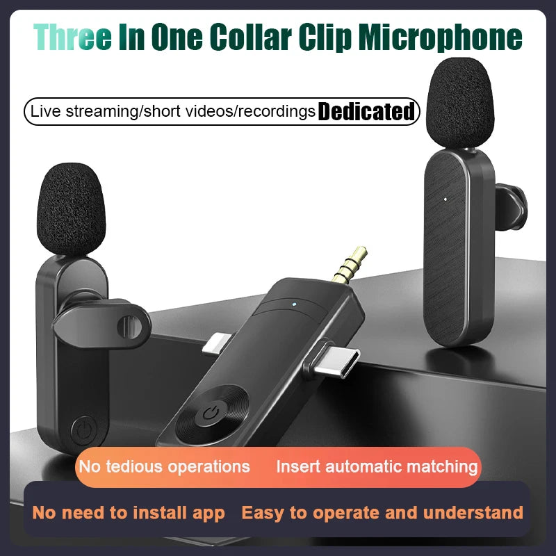 3 In 1 Wireless Lavalier Microphone Plug And Play-Free Shipping - aurelia-clothing-8955