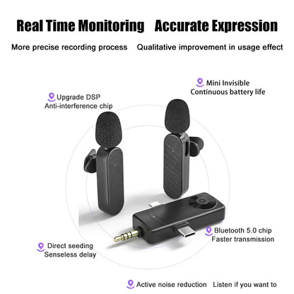 3 In 1 Wireless Lavalier Microphone Plug And Play-Free Shipping - aurelia-clothing-8955