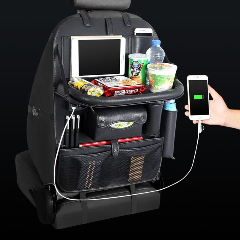 4 USB Charger Phone Pad Chair Storage Car Back Seat Bag Folding Table Organizer Bags Pocket Box Travel Stowing Tidying - Free Shipping - aurelia-clothing-8955