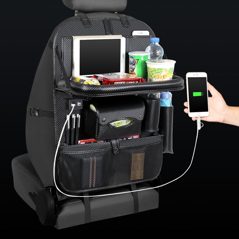 4 USB Charger Phone Pad Chair Storage Car Back Seat Bag Folding Table Organizer Bags Pocket Box Travel Stowing Tidying - Free Shipping - aurelia-clothing-8955
