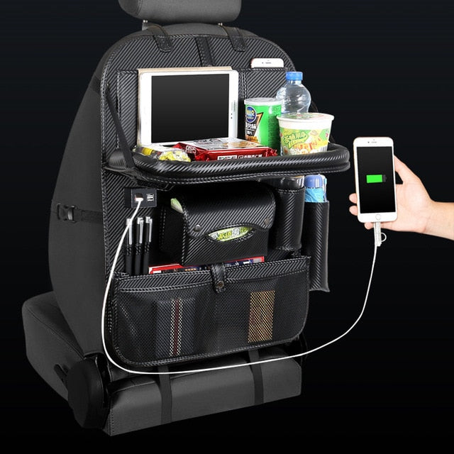 4 USB Charger Phone Pad Chair Storage Car Back Seat Bag Folding Table Organizer Bags Pocket Box Travel Stowing Tidying - Free Shipping - aurelia-clothing-8955