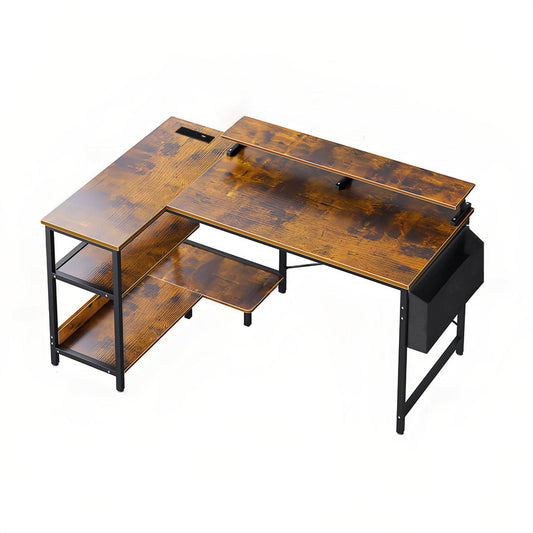 【Convenient Charging, Say Goodbye to Battery Life Anxiety】This gaming desk features two power outlets and two USB charging ports, making it easy to charge your laptop, smartphone, or Bluetooth device while working from home. No need to fumble for power strips; charging is easily within reach, keeping your work and entertainment flowing smoothly and efficiently.