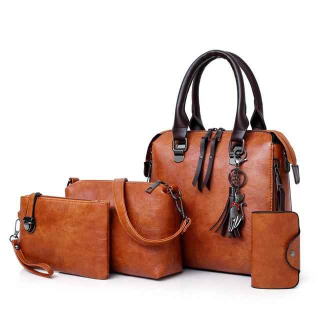 4in1 Designer Leather Handbag-Free Shipping - aurelia-clothing-8955