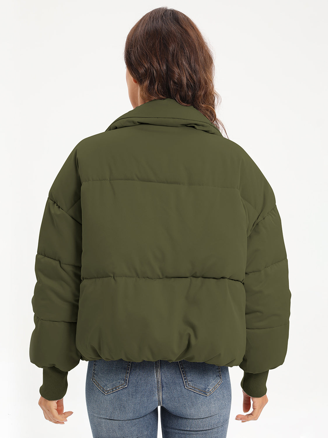 Zip Up Turtleneck Long Sleeve Winter Coat - Aurelia Clothing