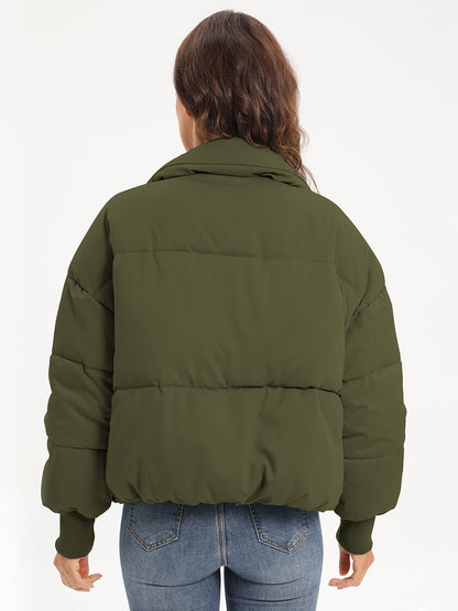 Zip Up Turtleneck Long Sleeve Winter Coat - Aurelia Clothing