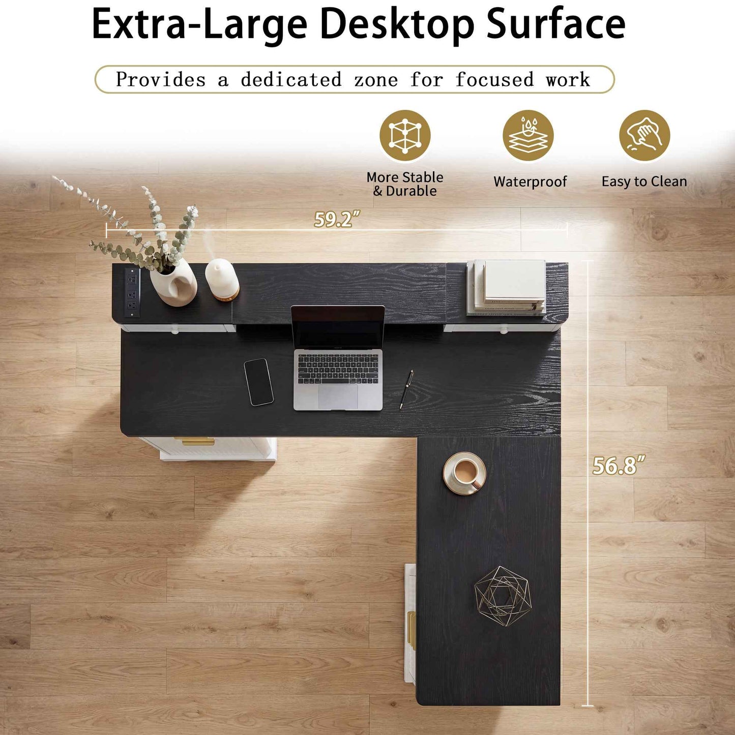 59 Modern Fluted L-Shaped Desk with Charging Station-Free Shipping - aurelia-clothing-8955