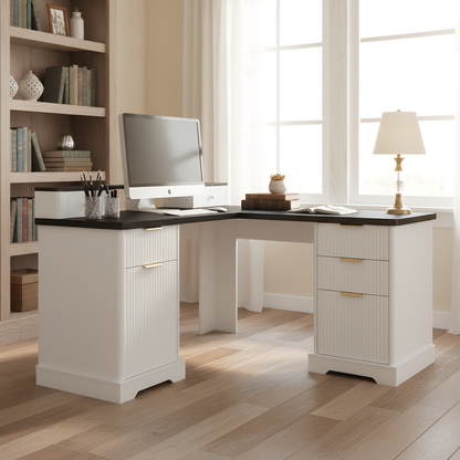 59 Modern Fluted L-Shaped Desk with Charging Station-Free Shipping - aurelia-clothing-8955