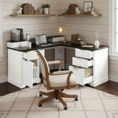59 Modern Fluted L-Shaped Desk with Charging Station-Free Shipping - aurelia-clothing-8955