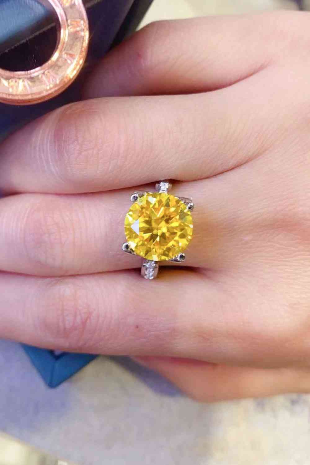5 Carat Moissanite Sterling Silver Ring in Banana Yellow - aurelia-clothing-8955