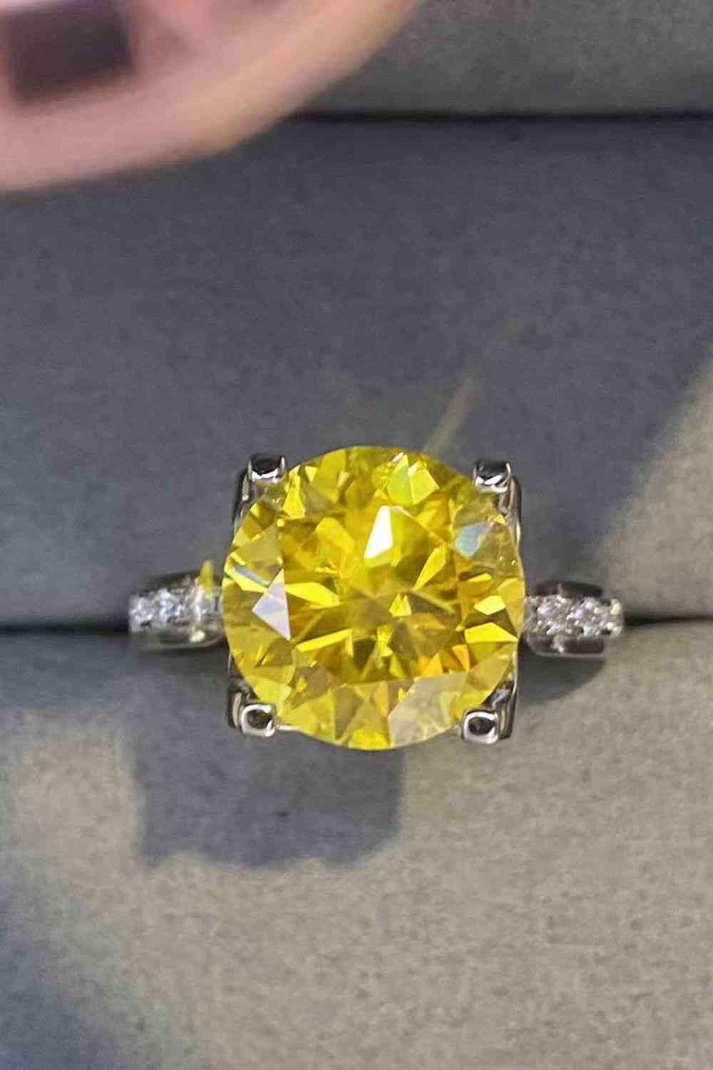 5 Carat Moissanite Sterling Silver Ring in Banana Yellow - aurelia-clothing-8955