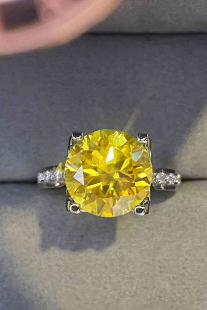 5 Carat Moissanite Sterling Silver Ring in Banana Yellow - aurelia-clothing-8955
