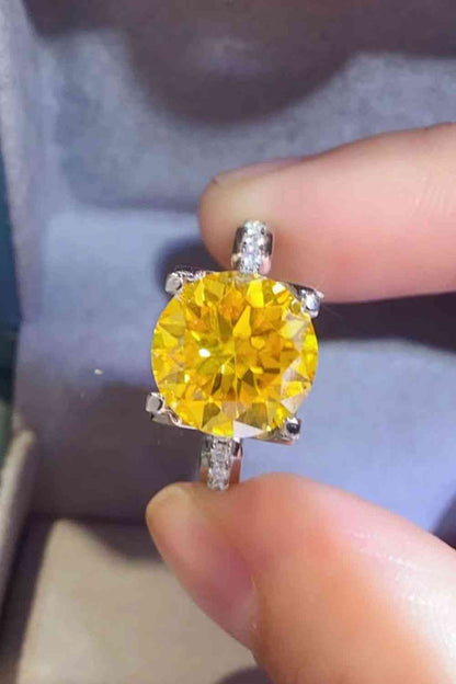 5 Carat Moissanite Sterling Silver Ring in Banana Yellow - aurelia-clothing-8955