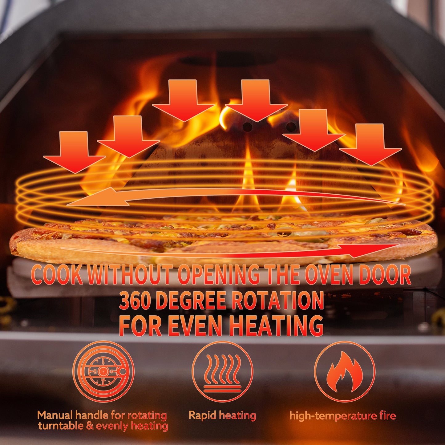 Silver Pizza Oven Outdoor 12" Semi-Automatic Rotatable Pizza Ovens Portable Stainless Steel - Aurelia Clothing