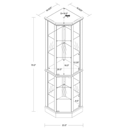 6 Shelf Lighted Corner Curio Cabinet-Free Shipping - aurelia-clothing-8955