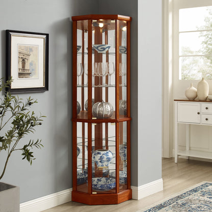 6 Shelf Lighted Corner Curio Cabinet-Free Shipping - aurelia-clothing-8955