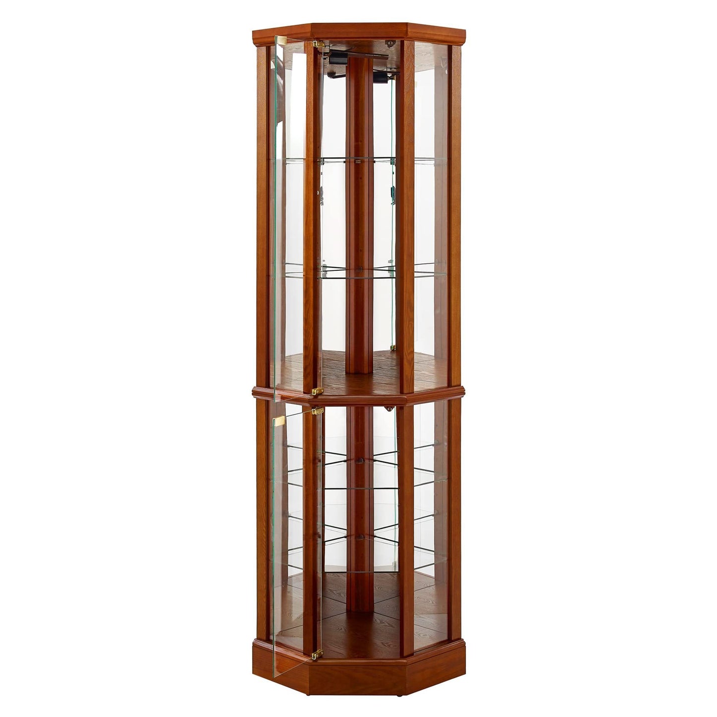 6 Shelf Lighted Corner Curio Cabinet-Free Shipping - aurelia-clothing-8955