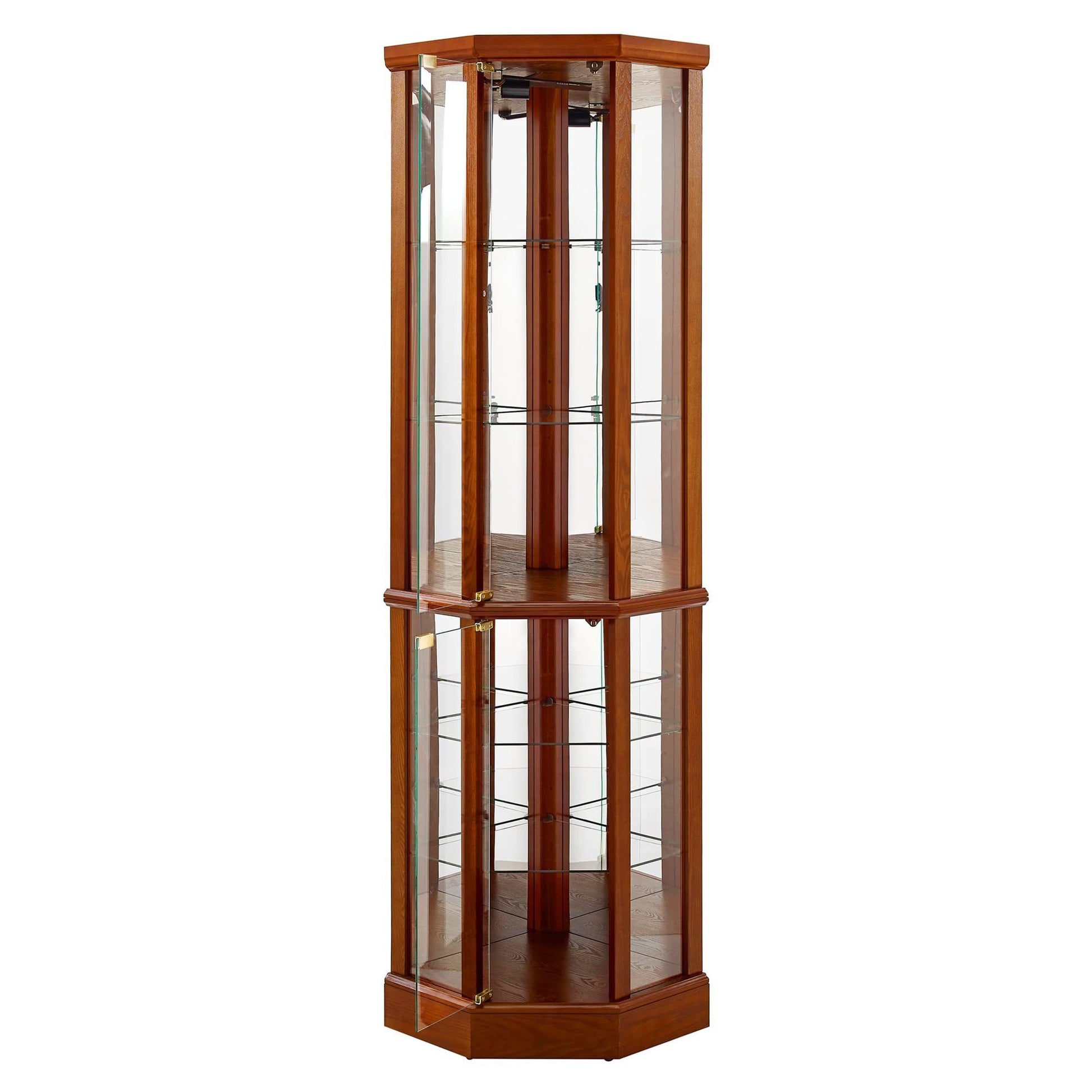 6 Shelf Lighted Corner Curio Cabinet-Free Shipping - aurelia-clothing-8955
